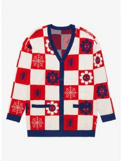 Marvel Spider-Man Floral Checkered Women's Cardigan - BoxLunch Exclusive
