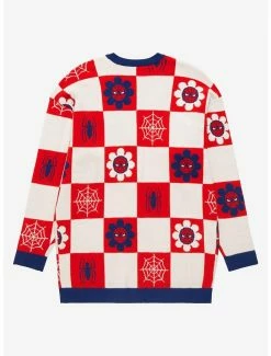 Alternative view of Marvel Spider-Man Floral Checkered Women's Cardigan - BoxLunch Exclusive