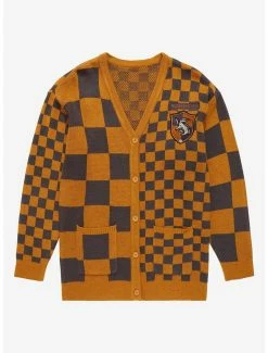 Harry Potter Hufflepuff Checkered Women's Cardigan - BoxLunch Exclusive