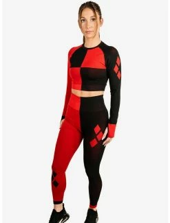 Boxlunch DC Comics Harley Quinn Athletic Leggings And Long Sleeve Top Set