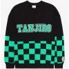 Demon Slayer: Kimetsu No Yaiba Tanjiro Checkered Panel Crewneck - BoxLunch Exclusive -Boxlunch Shop unnamed file 56