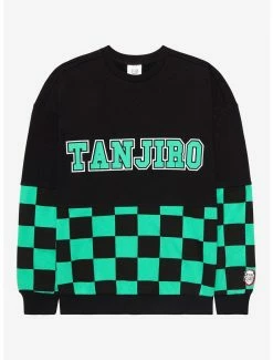 Demon Slayer: Kimetsu No Yaiba Tanjiro Checkered Panel Crewneck - BoxLunch Exclusive