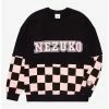 Demon Slayer: Kimetsu No Yaiba Nezuko Checkered Panel Crewneck - BoxLunch Exclusive -Boxlunch Shop unnamed file 79