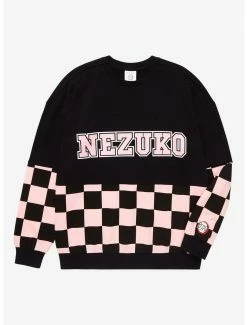 Boxlunch Shop 8 Demon Slayer: Kimetsu No Yaiba Nezuko Checkered Panel Crewneck - BoxLunch Exclusive